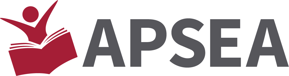“APSEA logo showing a red figure in an open book next to the word APSEA.”